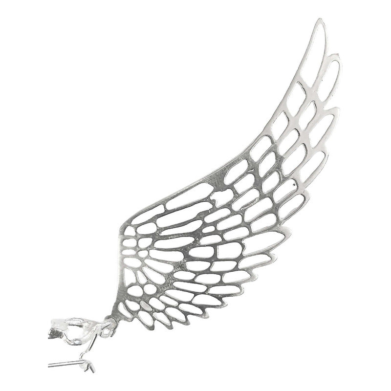 Aretes Grande Gancho Colgantes Alas Angel Plata Ley 925