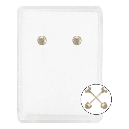 Arete Broquel Bisel Diamantado Zirconia Regalo 2.5 Mm Oro14k