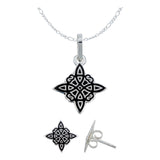 Juego Nudo De Bruja Laser Dije Aretes Cadena Plata 925