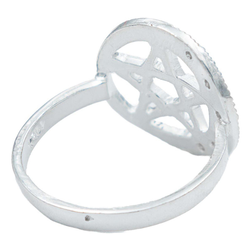 Anillo Diamantado Pentagrama Luna Zirconias Plata Ley 925