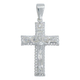 Dije Cruz Grande Cristo Relieve Zirconias Grande Plata 925