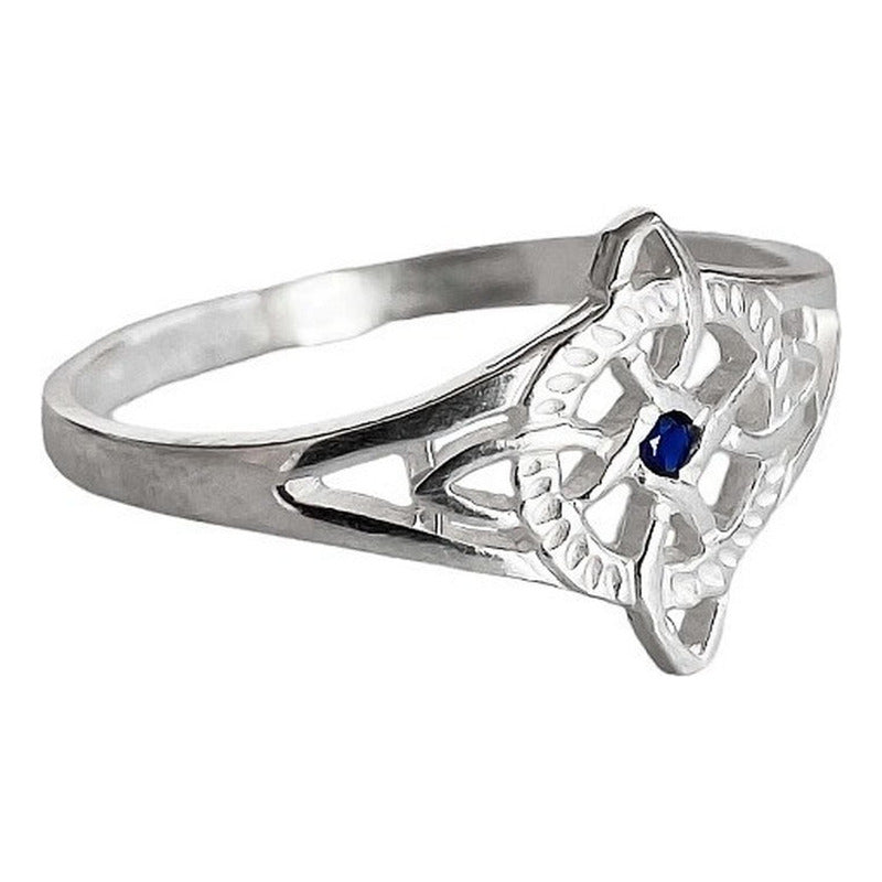 Anillo Nudo De Bruja Con Zirconia De Color Plata Solida 925