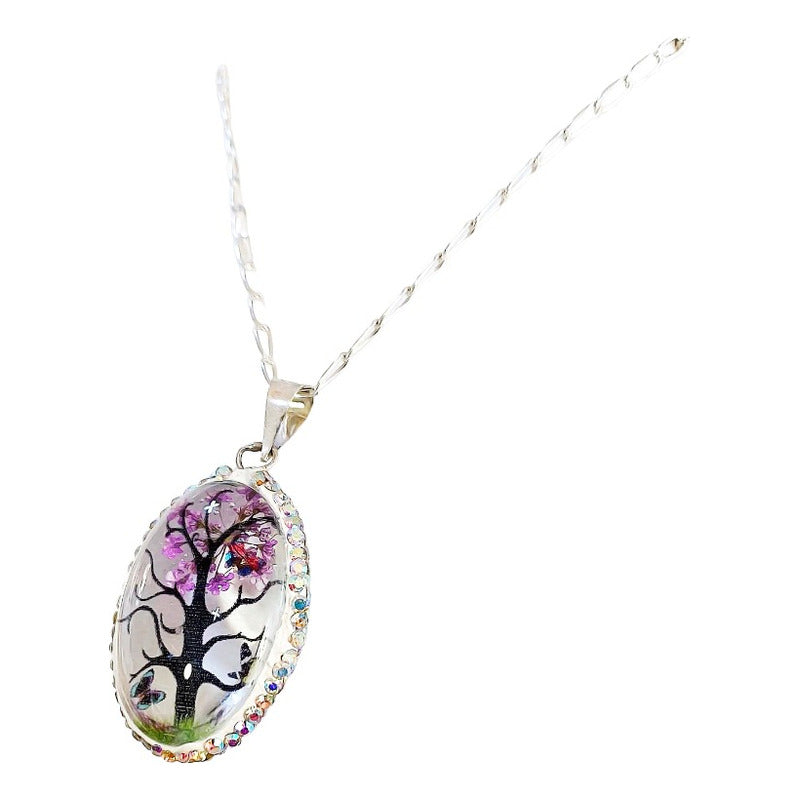 Juego Kit Arbol De La Vida Natural Encapsulado Plata 925