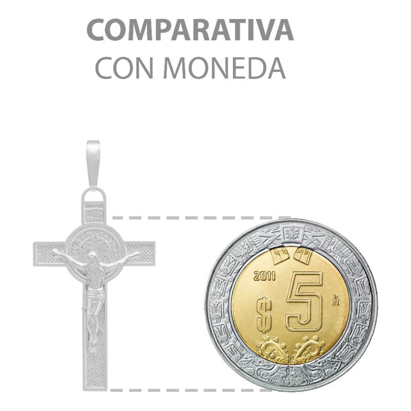 Dije Doble Vista Cruz Cristo San Benito Jesus Plata 925 Plateado