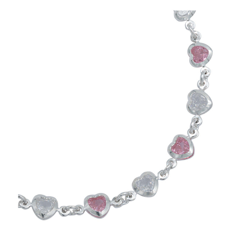 Pulsera Corazones Zirconias Amor Mujer Regalo Plata 925