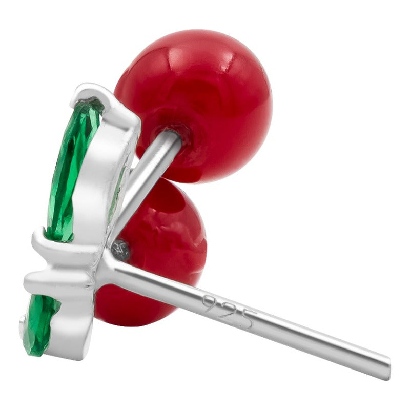 Joyaris Aretes Cereza Plata 925 Mujer Broche Mariposa Regalo