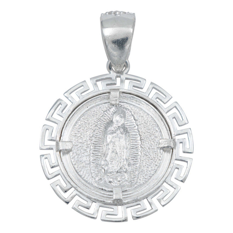 Dije Virgen Guadalupe Grecas Diamantada Zirconias Plata 925 Blanco