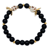 Pulsera Craneo Santa Muerte Flor Artesanal Hombre Mujer