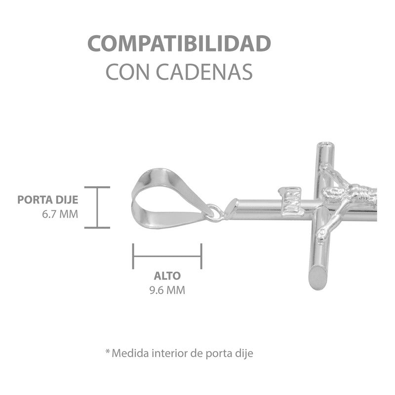 Joyaris Dije Cruz Tubular Con Cristo En Bulto Amuleto De Protección En Plata .925, 6 Cm Regalo Para Hombre