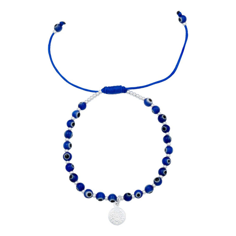 Pulsera Ajustable San Benito Ojo Turco Artesanal Plata 925
