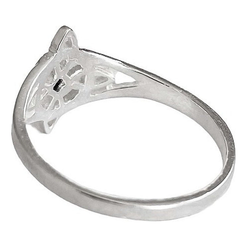 Anillo Nudo De Bruja Con Zirconia De Color Plata Solida 925