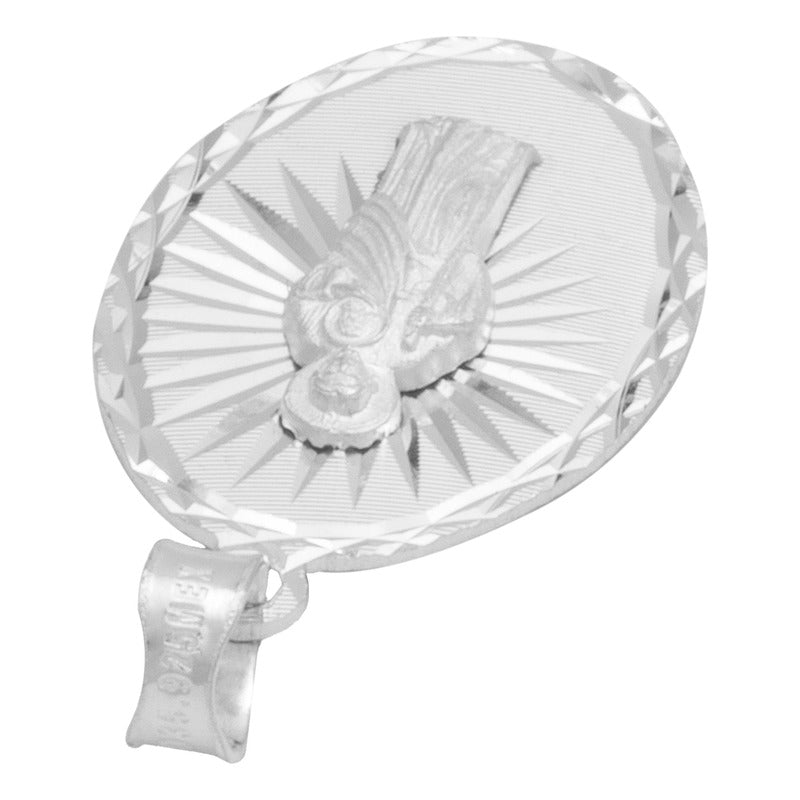 Dije Oval Diamantado Estrella San Judas Plata 925 1.4 Cm