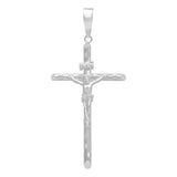 Dije Cruz Tubular Diamantado Ajedrez Cristo Plata 925 6.1 Cm Plateado