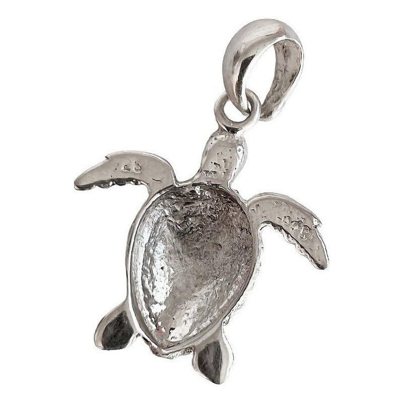 Dije Tortuga Con Piedra Natural Tallada De Plata Solida 925