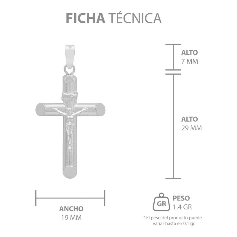 Dije Cruz Tubo Tubular Lisa Cristo Hombre Plata 925 3.6 Cm Plateado