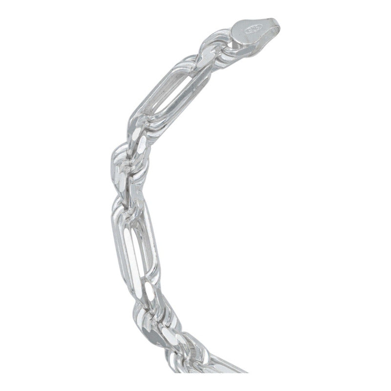 Pulsera Gruesa Torsal Figaro Hombre Plata Italy 925 6 Mm