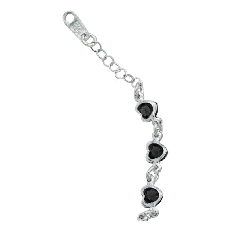 Pulsera Corazones Zirconias Amor Mujer Regalo Plata 925