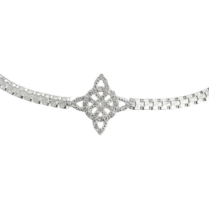 Pulsera Nudo De Bruja Diamantado Zirconias Plata S925 Plateado 6 Cm 20 Cm