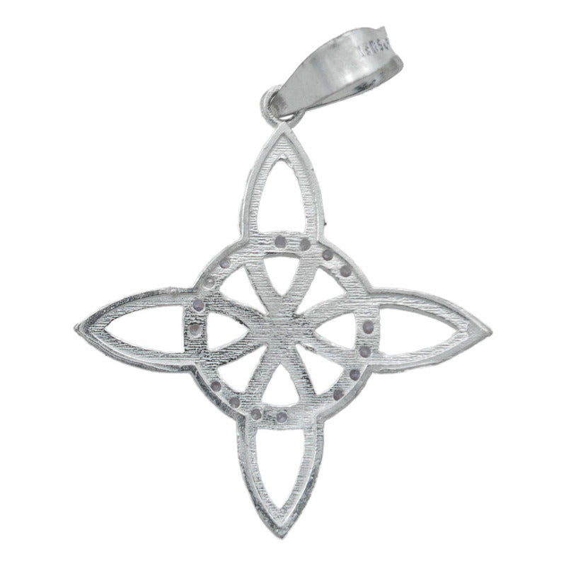 Collar Nudo De Bruja Celta Plano Zirconias Plata Ley S925