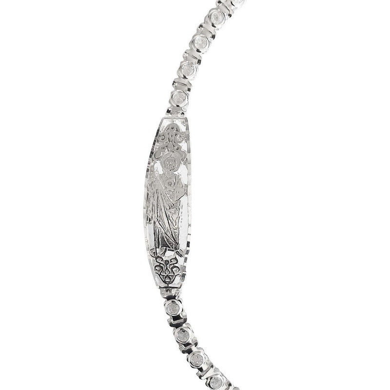 Pulsera Ajustable Dama Placa San Judas Grabado Plata Ley 925