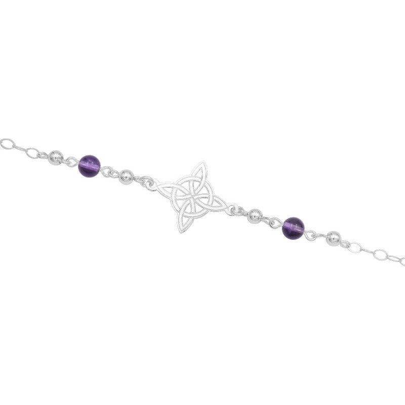 Pulsera Ajustable Mujer Nudo De Bruja Laser Bolas Plata 925 Violeta 6 Cm 20 Cm