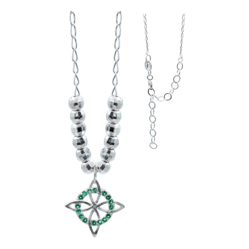 Collar Mini Nudo De Bruja Zirconia Bolita Diamtada Plata 925
