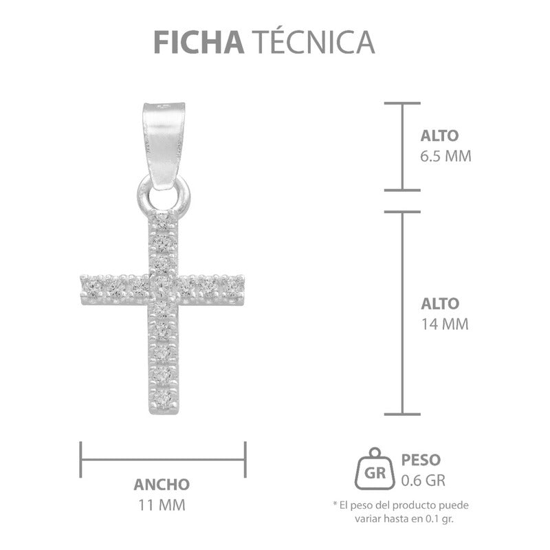 Mini Dije Cruz Pequeña Zirconia Niños Regalo Plata 925 2.2cm
