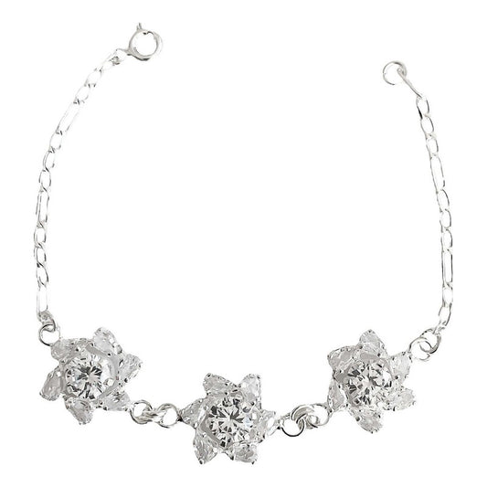 Pulsera Flores Con Zirconias Amor Regalo Plata Ley 925