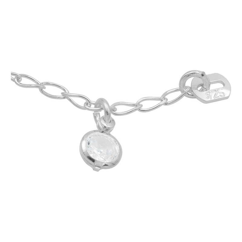 Pulsera Nudo De Bruja Bola Facetada Cristal Mujer Plata 925 Blanco 18 Cm