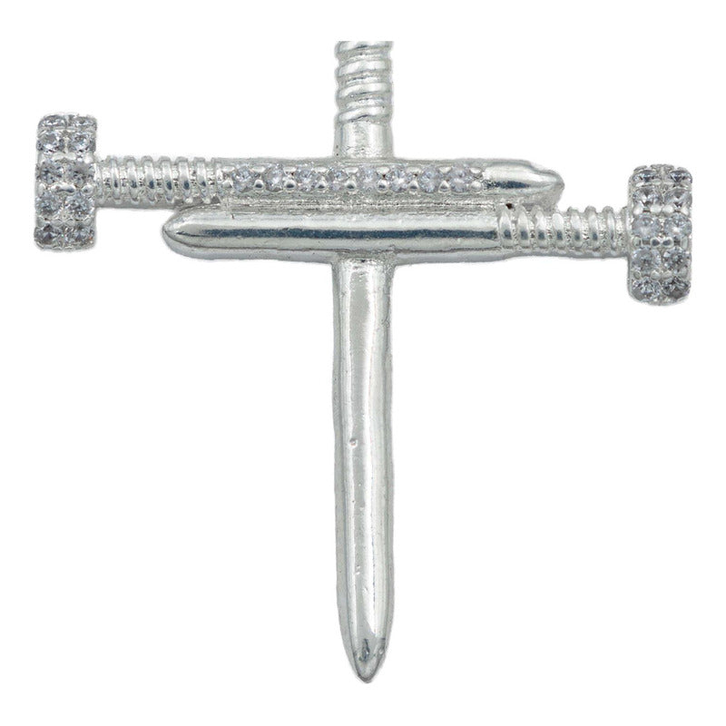 Dije Cruz Zirconias Clavos Hombre Mujer Plata 925 4.7 Cm