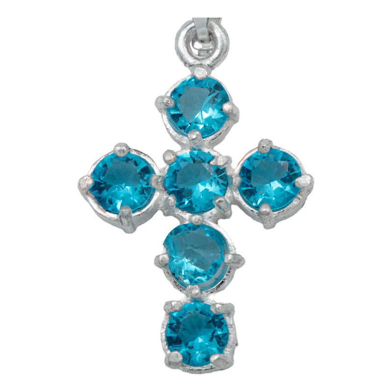 Dije Cruz Catolica De Zirconias Mediano Mujer Plata 925