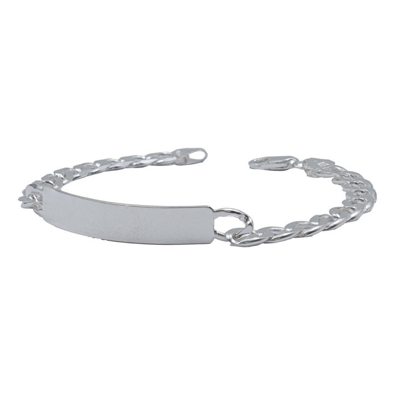 Pulsera Esclava Cubana Barbada Gruesa Hombre Plata 925 8 Mm