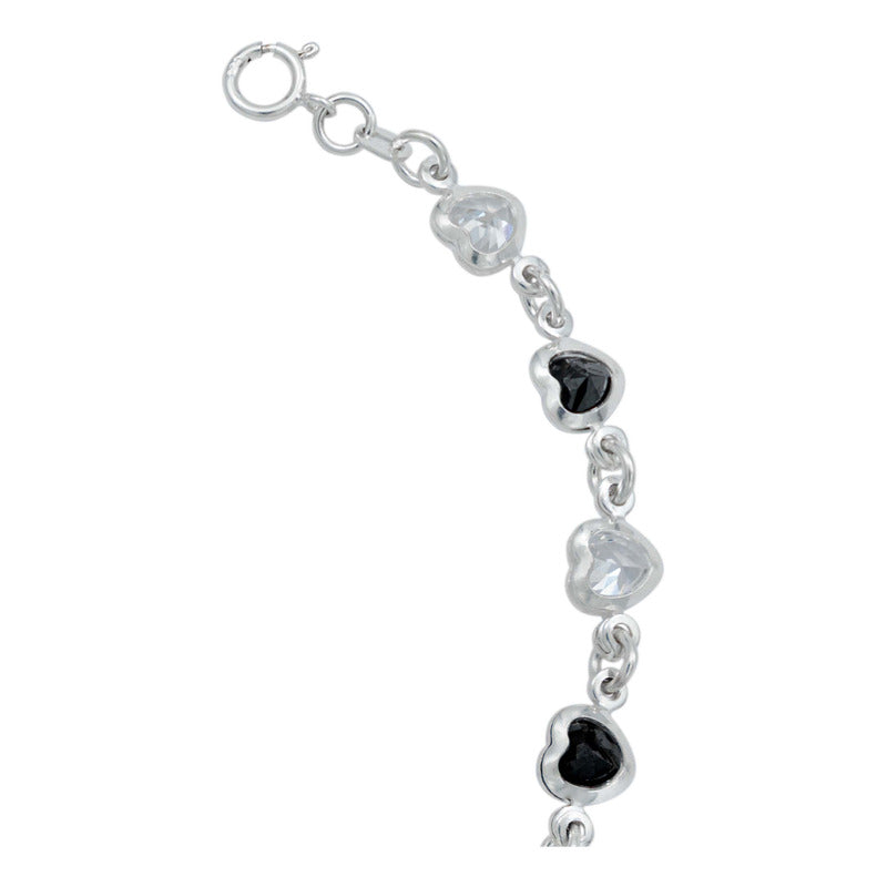 Pulsera Corazones Zirconias Amor Mujer Regalo Plata 925