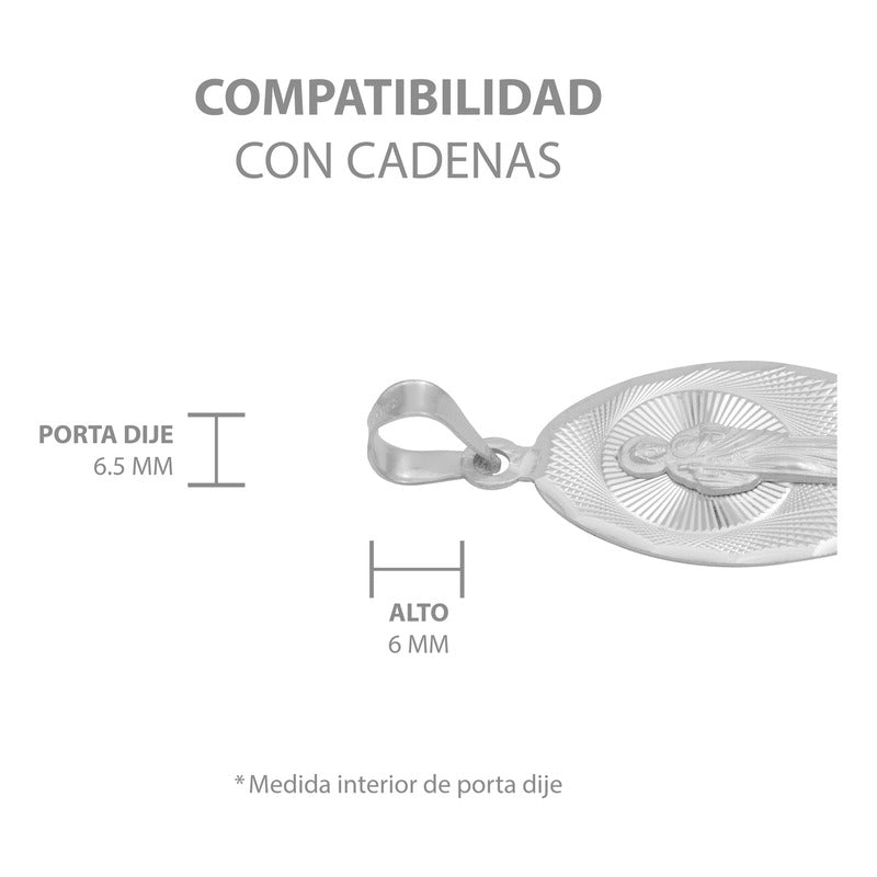 Dije Medalla Oval Diamantada San Judas Plata 925 1.9 Cm Plateado
