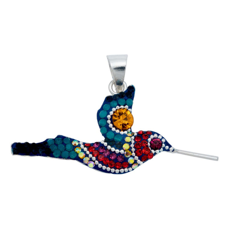 Colibri Dije Aretes Cadena Piedras Conjunto Chico Plata 925
