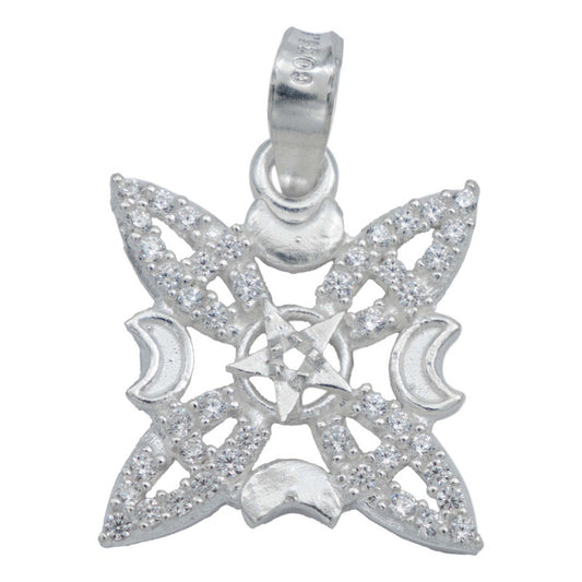 Dije Nudo Bruja Fases Lunares Estrella Hombre Mujer Plata925 Blanco
