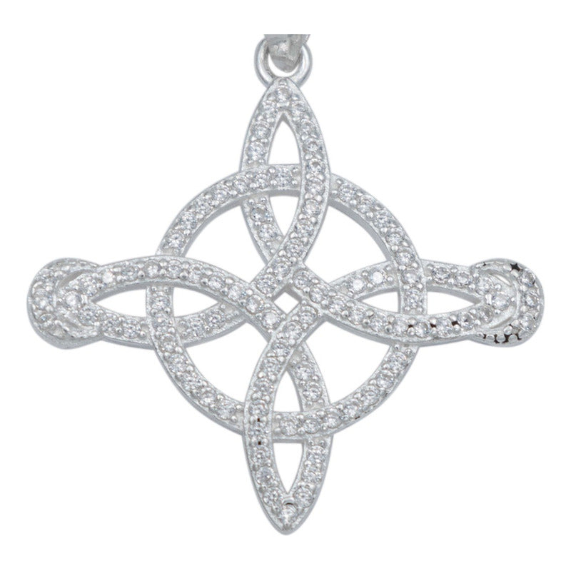 Dije Nudo De Bruja Premium Zirconias Lunas Mujer Plata 925