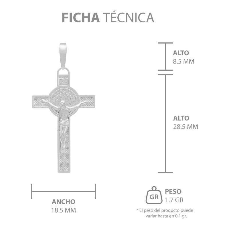 Dije Doble Vista Cruz Cristo San Benito Jesus Plata 925 Plateado