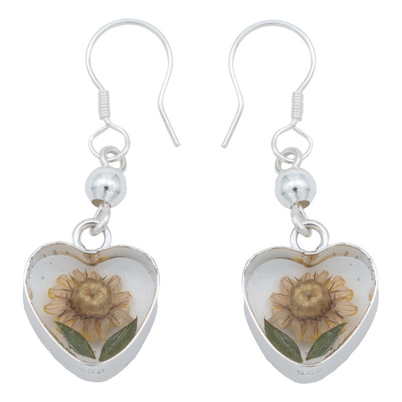 Aretes Girasol Encapsulado Amor Regalo Shrek Plata 925