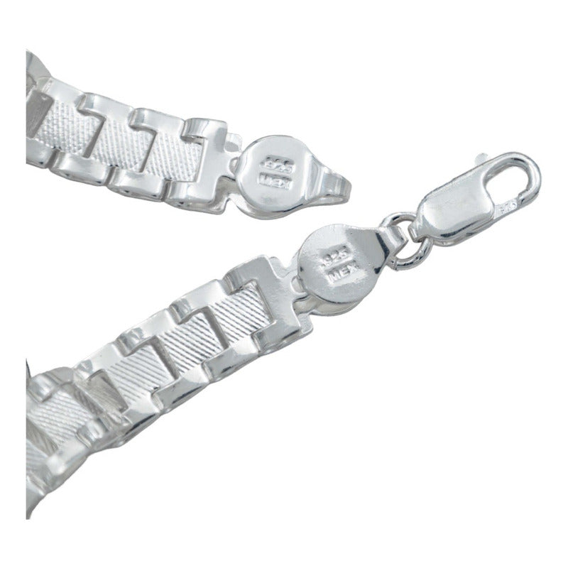 Pulsera Rolo Gruesa Santa Muerte Grande Zirconias Plata 925