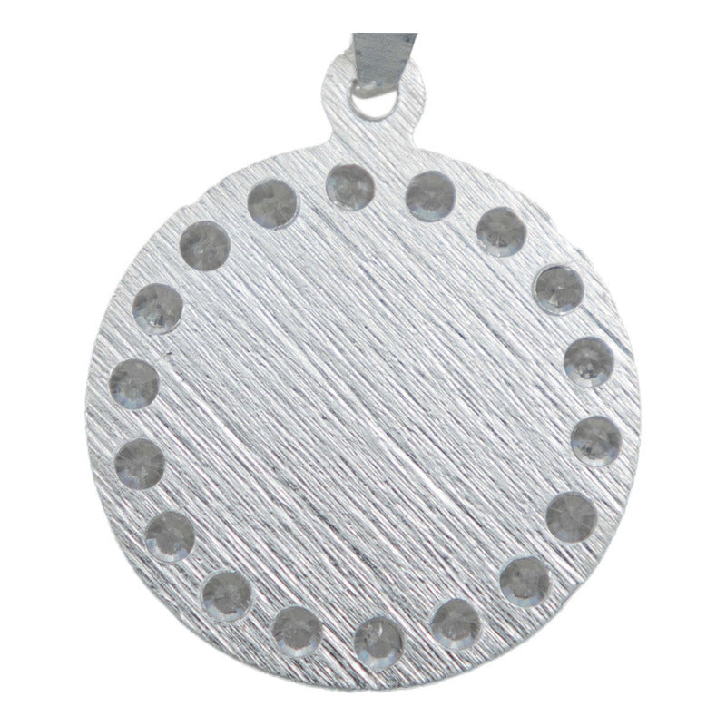 Dije Medalla Diamantada San Judas Zirconias Plata 925 1.6 Cm