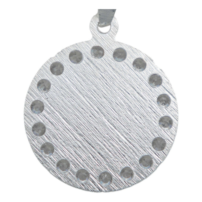 Dije Medalla Diamantada San Judas Zirconias Plata 925 1.6 Cm