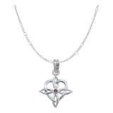 Dije Nudo De Bruja Corazón Zirconia Centro Cadena Plata 925