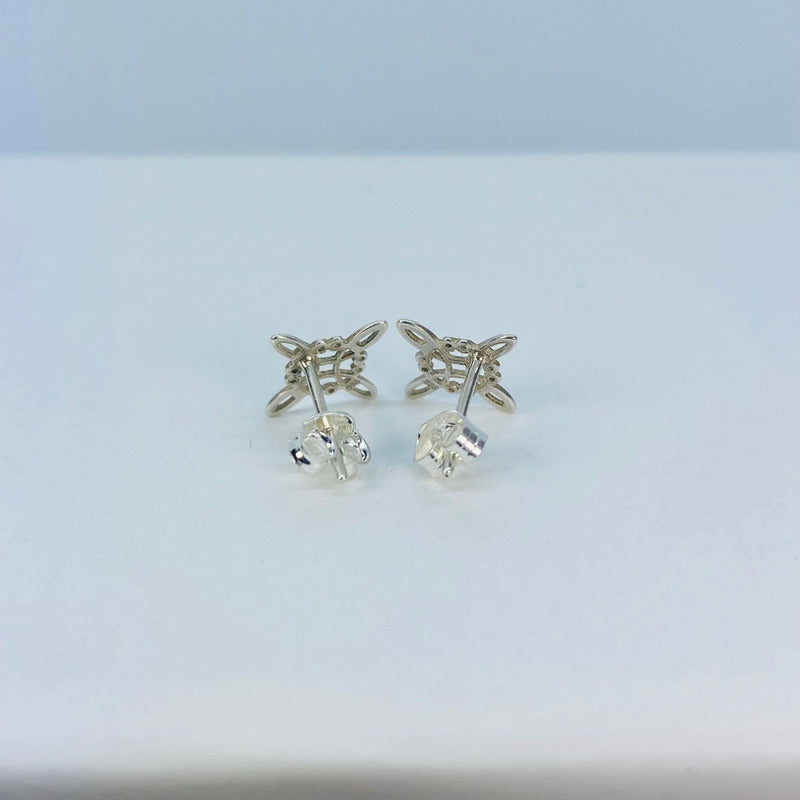 Juego Completo Nudo De Bruja Cadena+aretes+dije Plata 925