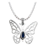 Dije Mariposa Grande Zirconia Con Cadena Reglo Plata 925