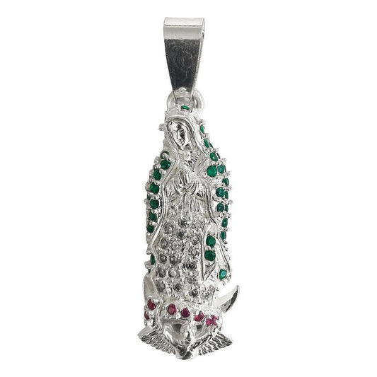 Dije Virgen De Guadalupe Mexico Zirconias Plata 925 4.5 Cm