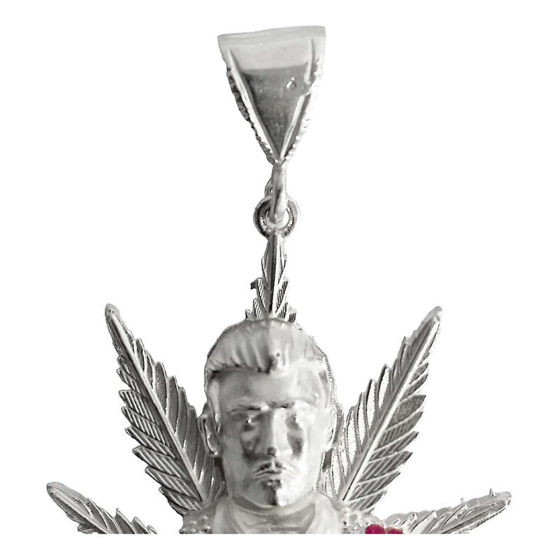 Dije Jesús Malverde Cannabis Zirconias Plata Solida Ley 925