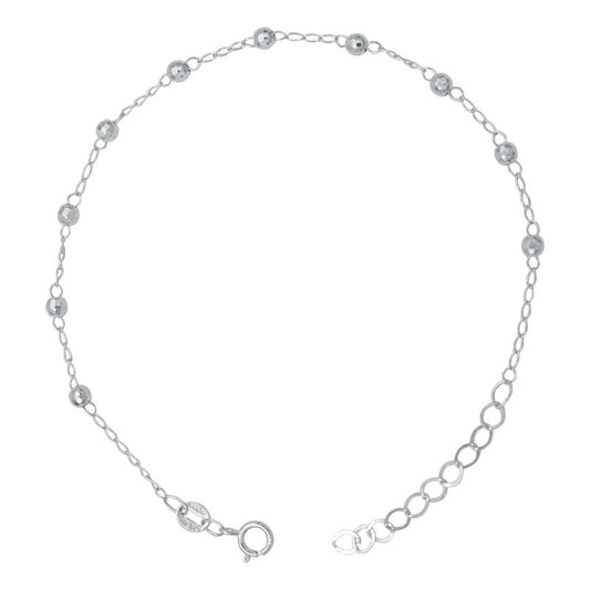 Pulsera Ajustable Bola Diamantada 3mm Mujer Amor Plata 925 Plateado 6 Cm 20 Cm