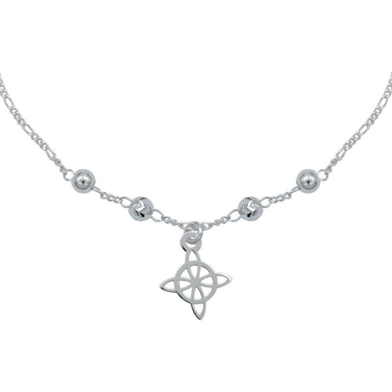 Pulsera Nudo De Bruja Ajustable Bolitas Figaro 3x1 Plata 925