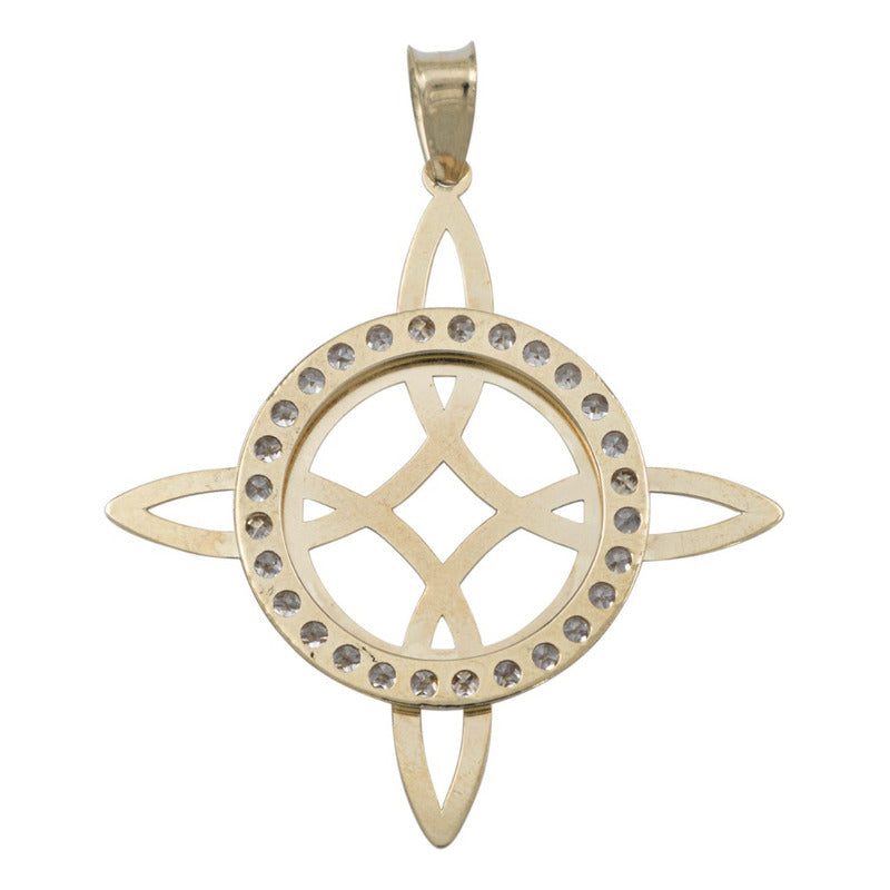 Dije Nudo De Bruja Enorme Plano Zirconias Unisex Oro 10k